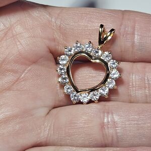 **Sale** HAN 925 Yellow Gold Over Sterling Silver Vermeil CZ Heart Pendant